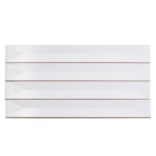Snow White 2x16 Glossy Ceramic Deco Subway Tile (50 pack,10.76 sq ft/case) - Sample