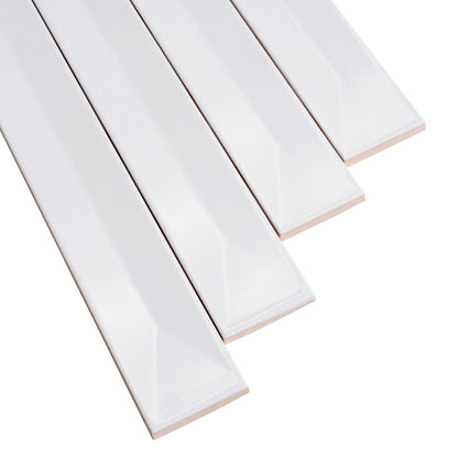 Snow White 2x16 Glossy Ceramic Deco Subway Tile (50 pack,10.76 sq ft/case) - Sample