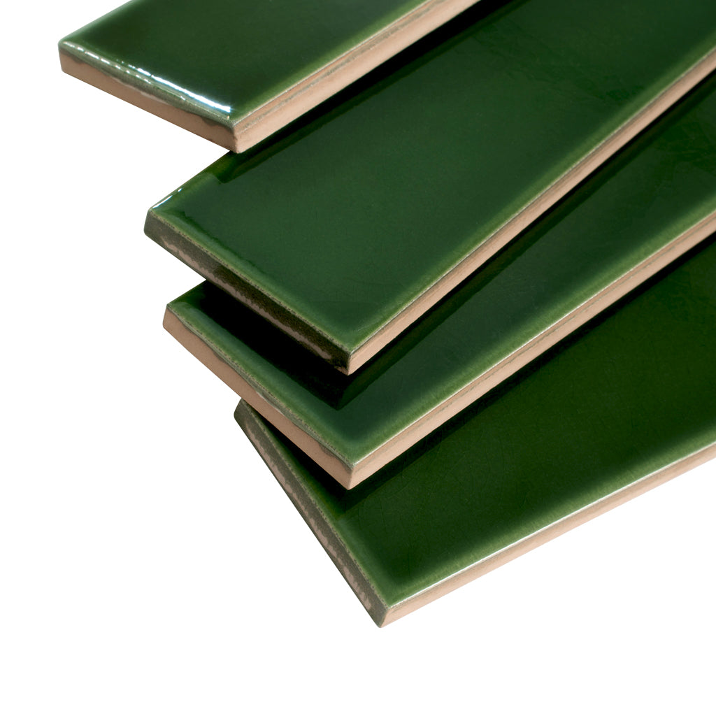 Forest Green 2x16 Glossy Ceramic Subway Tile (50 pack, 10.76 sq ft/case) - Sample