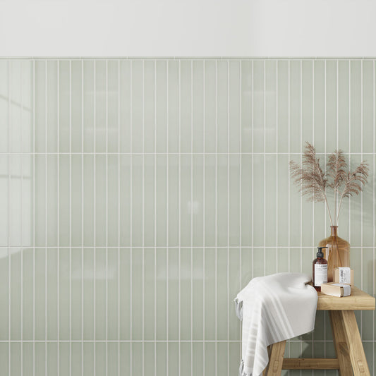 Soft Mint Green 2x16 Glossy Ceramic Subway Tile (50 pack, 10.76 sq ft/case)