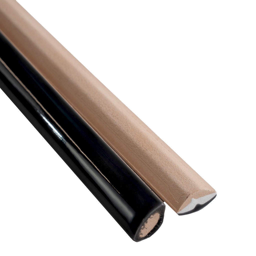 Jet Black 0.5x8 Glossy Ceramic Pencil Tile Trim (10 pack, 0.27 sq ft/case) - Sample
