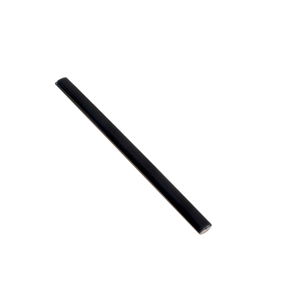 Jet Black 0.5x8 Glossy Ceramic Pencil Tile Trim (10 pack, 0.27 sq ft/case) - Sample