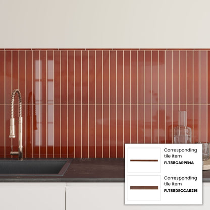 Caramel 0.5x8 Glossy Ceramic Pencil Tile Trim (10 pack, 0.27 sq ft/case)