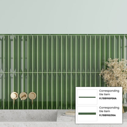 Forest Green 2x16 Glossy Ceramic Subway Tile (50 pack, 10.76 sq ft/case)