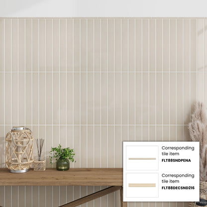 Alabaster Beige 2x16 Glossy Ceramic Deco Subway Tile (50 pack,10.76 sq ft/case)