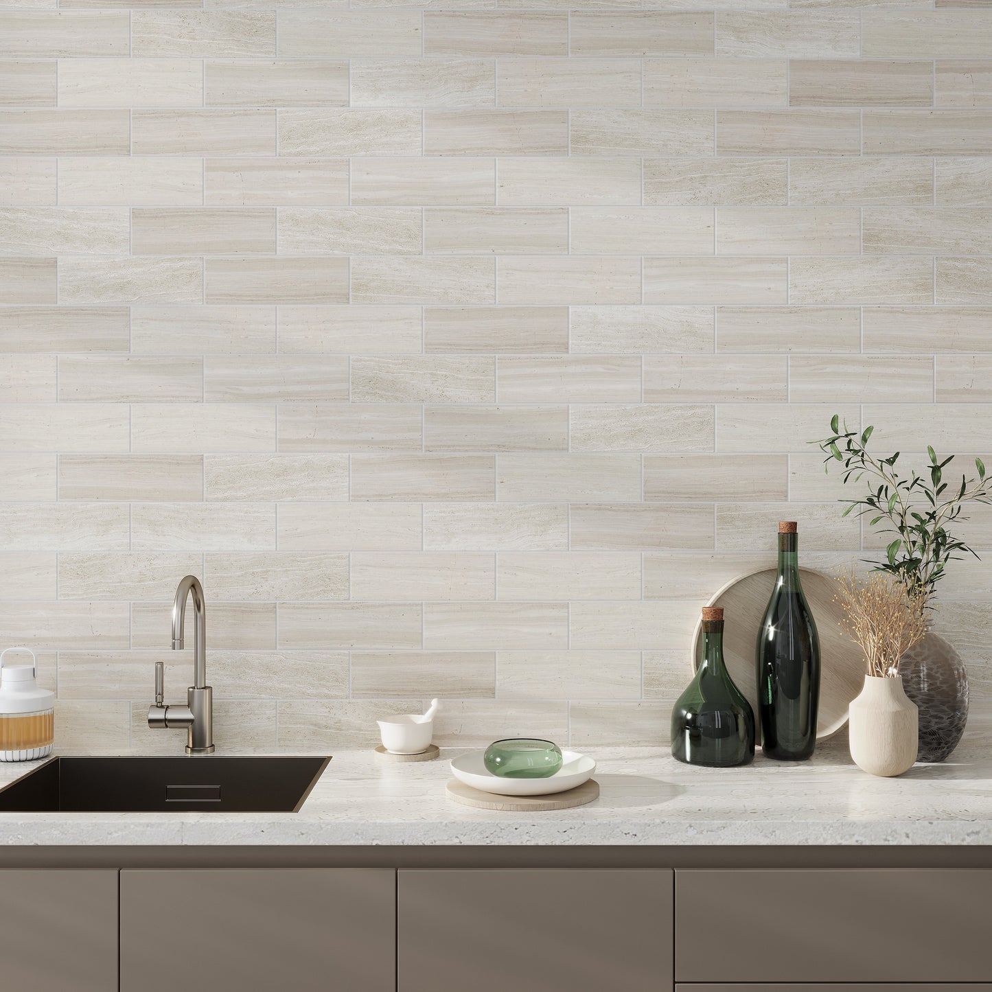 Wooden Beige 4x12 Honed Subway Crystal Sand Marble Tile (15 pack, 5 sq ft/case)