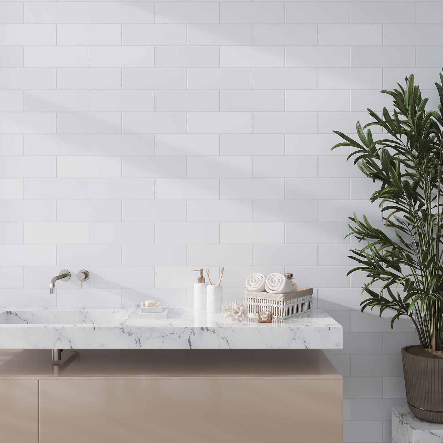 White 4x12 Honed Subway Marble Tile (15 pack, 5 sq ft/case) - Sample
