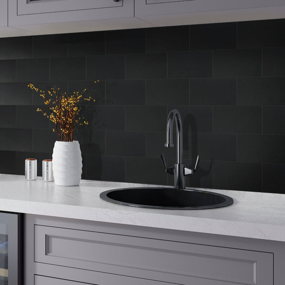 Eastern Black 3x6 Honed Subway Marble Tile (40 pack, 5 sq ft/case)