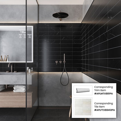Eastern Black 0.5x12 Polished Pencil Marble Tile Trim (10 pack, 0.5 sq ft/case)