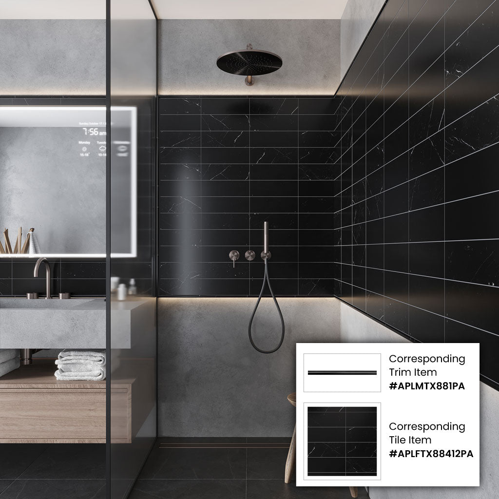 Eastern Black 4x12 Polished Subway Marble Tile (15 pack, 5 sq ft/case)