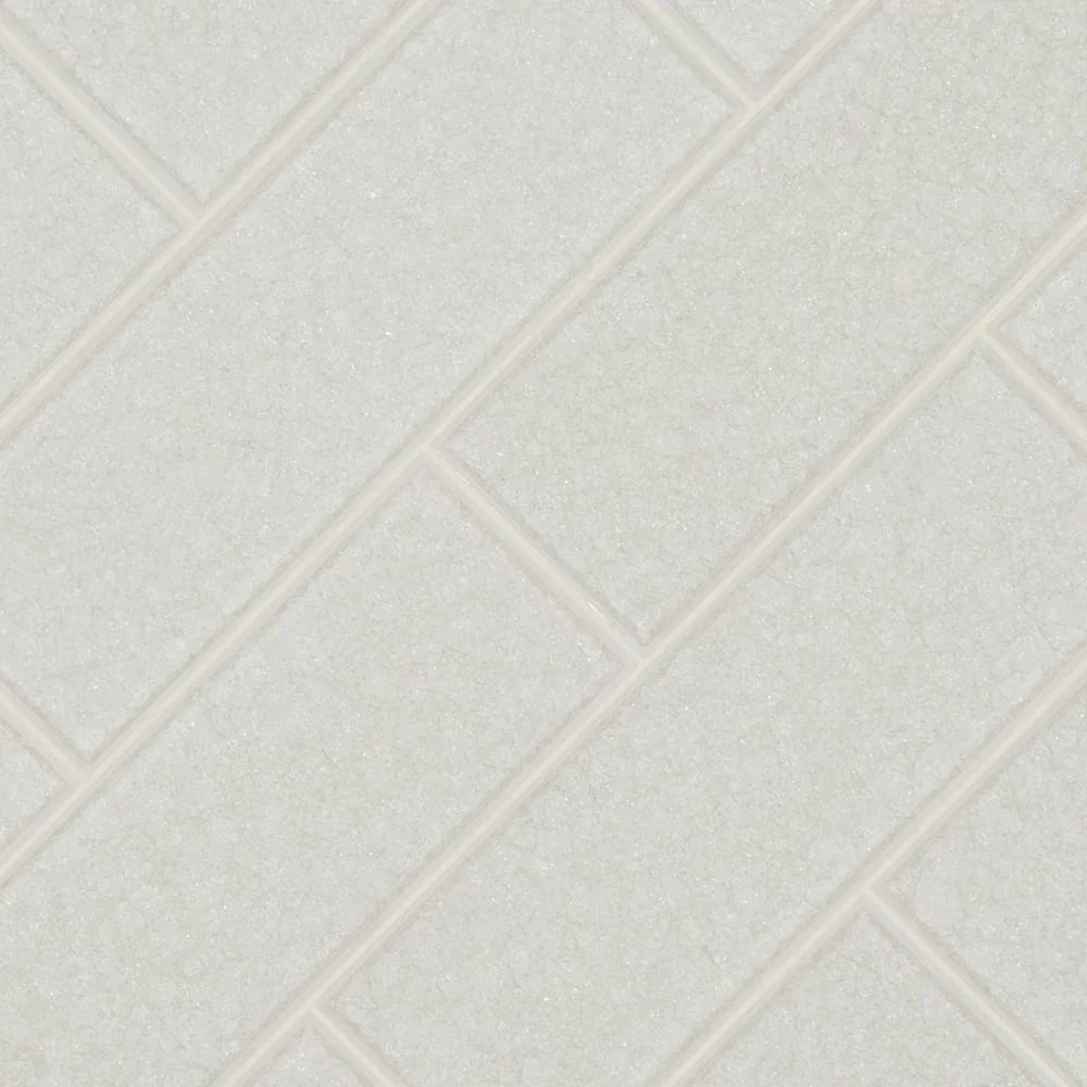 MSI Frosted Icicle White Glass Subway Tile 3"x9"