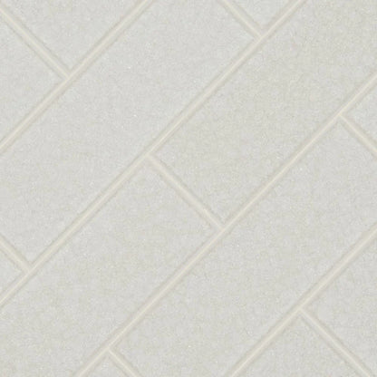 MSI Frosted Icicle White Glass Subway Tile 3"x9"