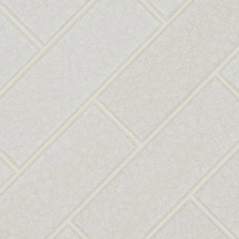 MSI Frosted Icicle White Glass Subway Tile 3"x9"