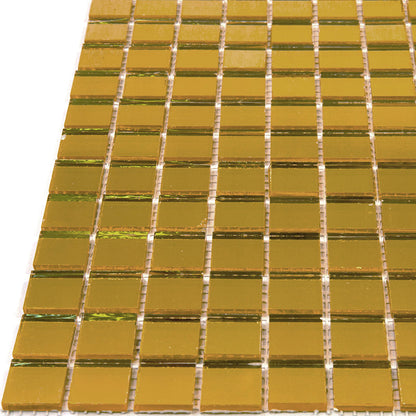 Amber Gold 12x12 Glossy Uniform Square Glass Mosaic Tile (20 pack, 20 sq ft/case) - Sample