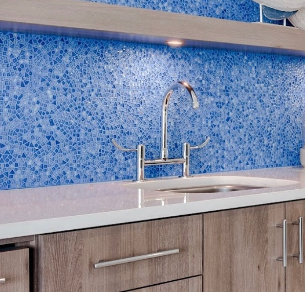 Blue 12x12 Glossy Multi-shaped Glass Mosaic Tile (5 pack, 4.83 sq ft/case)