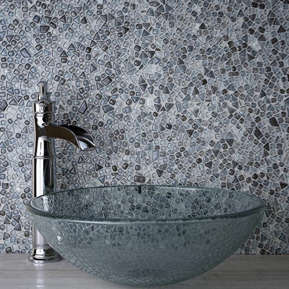 Gray 12x12 Glossy Multi-shaped Glass Mosaic Tile (5 pack, 4.83 sq ft/case)