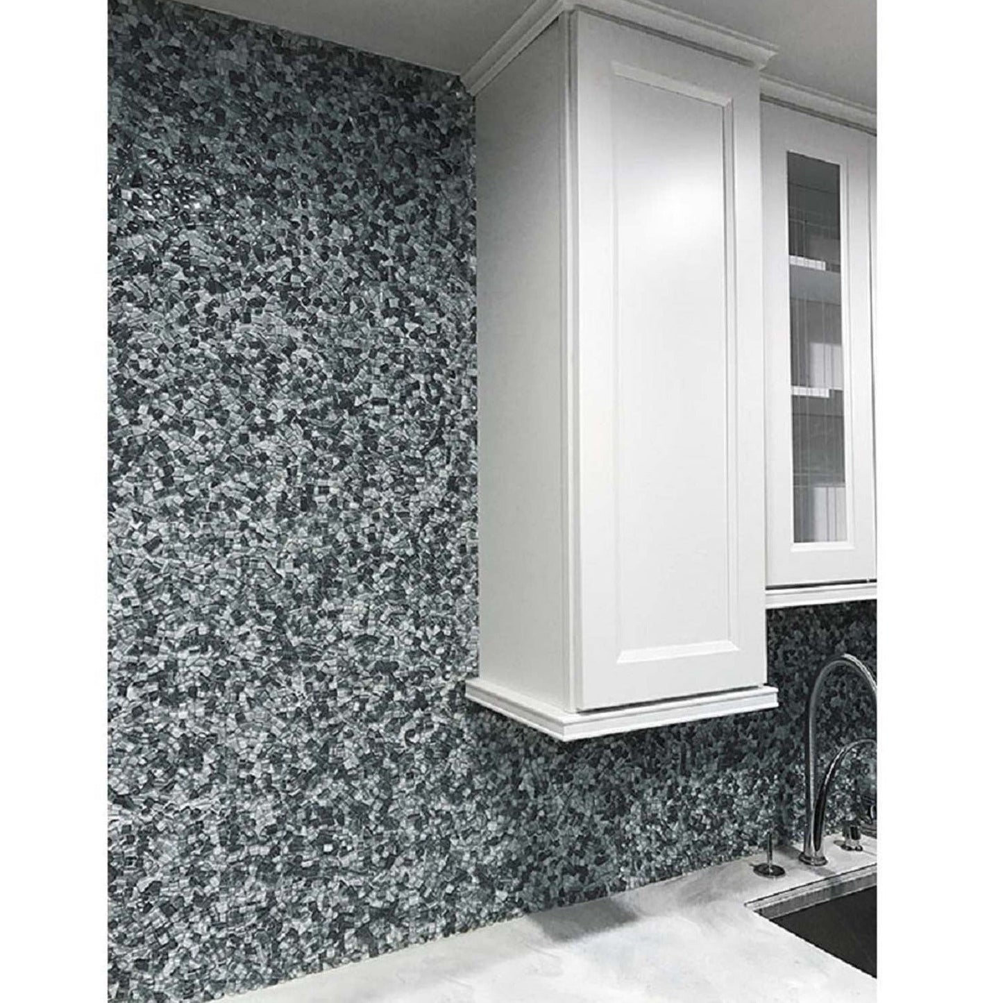 Gray 12x12 Glossy Multi-shaped Glass Mosaic Tile (5 pack, 4.83 sq ft/case) - Sample