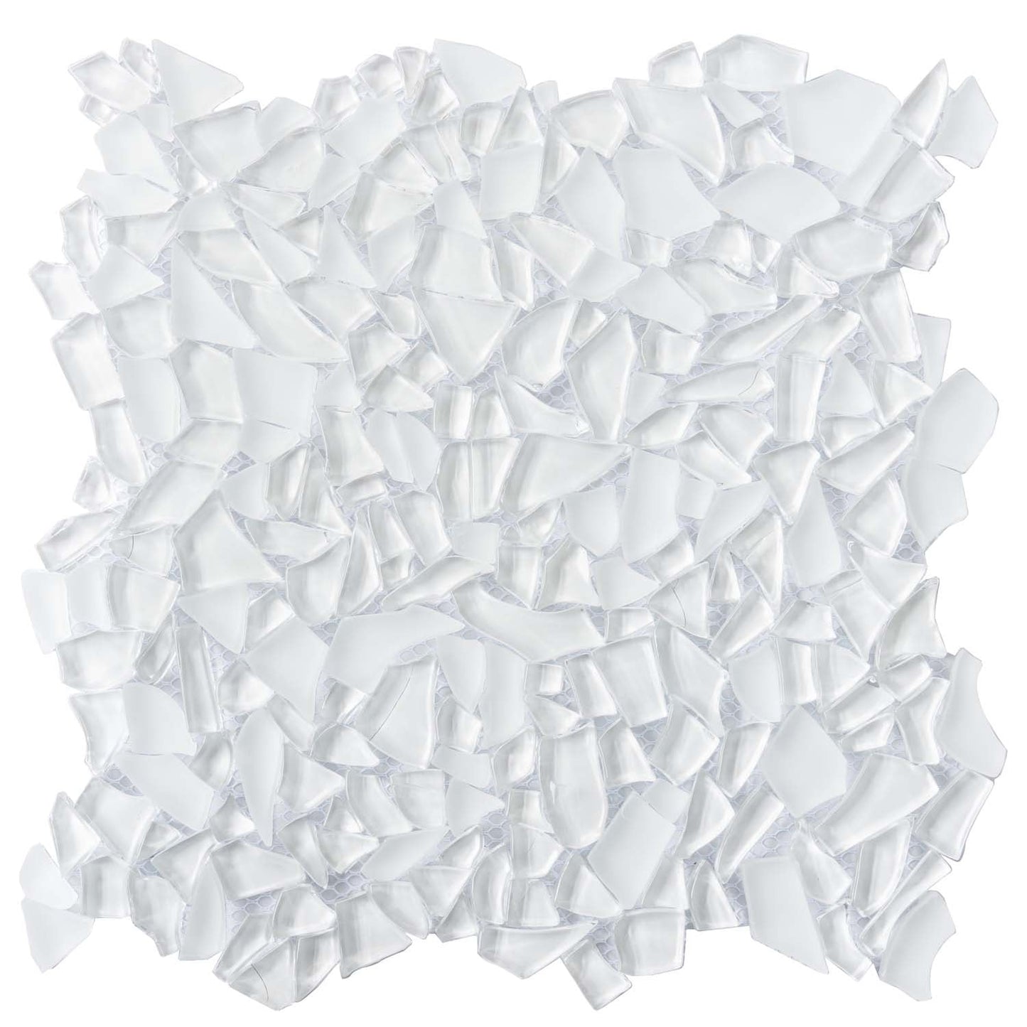 White 11x11 Glossy Matte Multi-shaped Glass Mosaic Tile (5 pack, 4.36 sq ft/case)