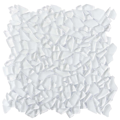 White 11x11 Glossy Matte Multi-shaped Glass Mosaic Tile (5 pack, 4.36 sq ft/case) - Sample