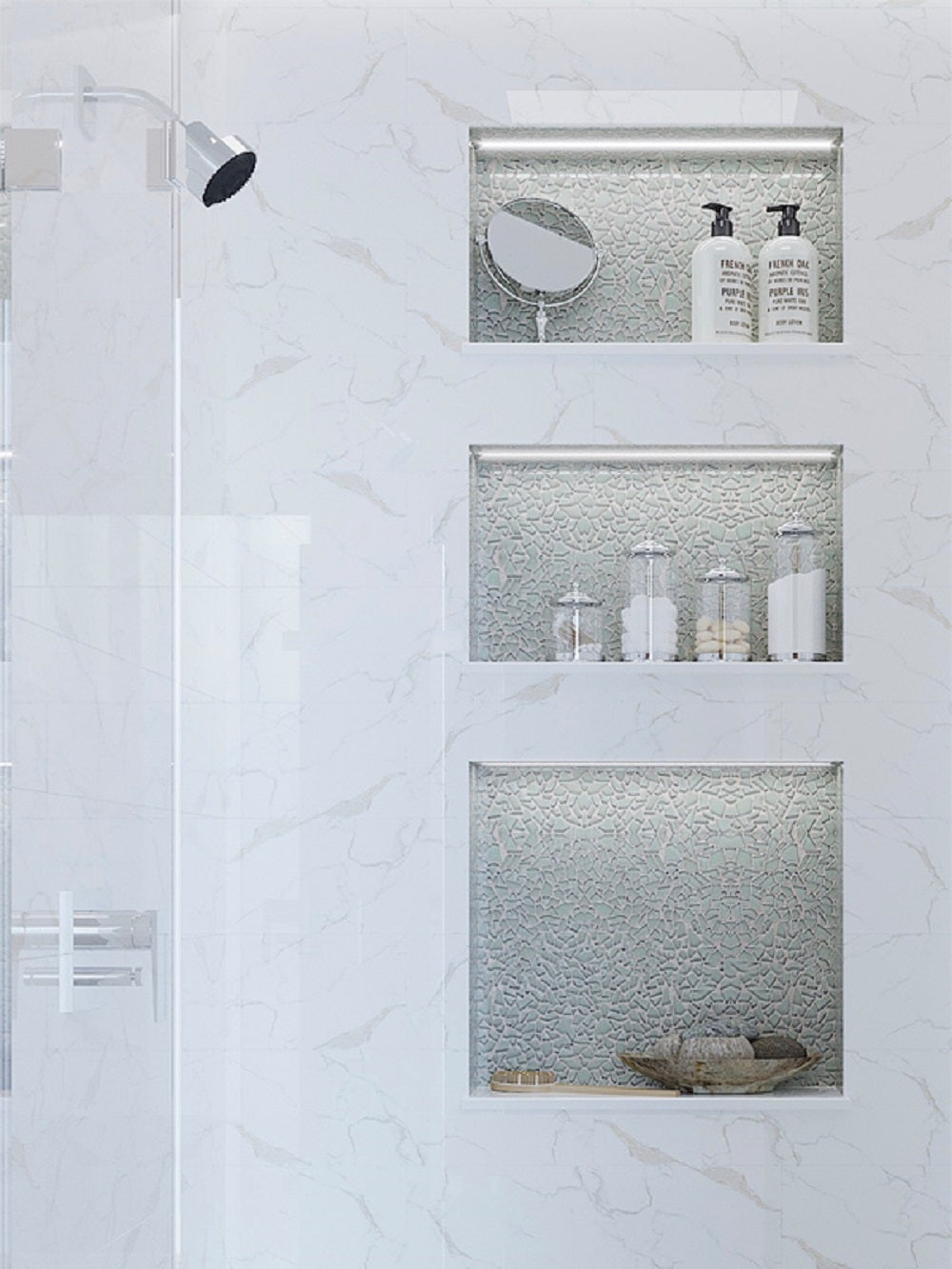 White 11x11 Glossy Matte Multi-shaped Glass Mosaic Tile (5 pack, 4.36 sq ft/case)