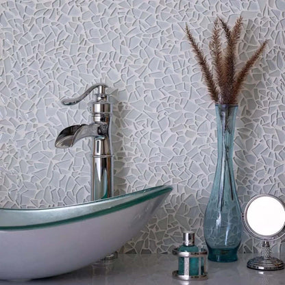 White 11x11 Glossy Matte Multi-shaped Glass Mosaic Tile (5 pack, 4.36 sq ft/case) - Sample