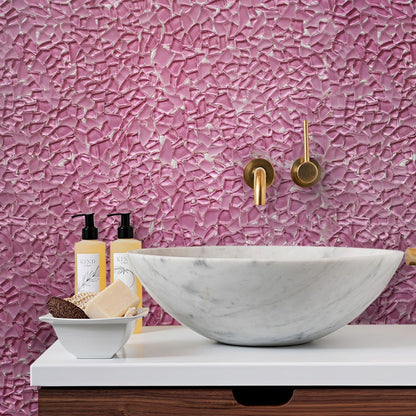 Orchid Pink 11x11 Glossy Matte Multi-shaped Glass Mosaic Tile (5 pack, 4.36 sq ft/case) - Sample