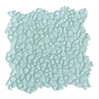 Tiffany Blue 11x11 Glossy Matte Multi-shaped Glass Mosaic Tile (5 pack, 4.36 sq ft/case)