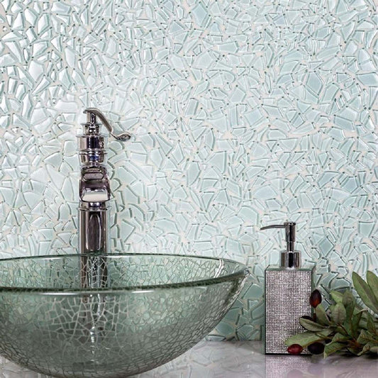 Tiffany Blue 11x11 Glossy Matte Multi-shaped Glass Mosaic Tile (5 pack, 4.36 sq ft/case)