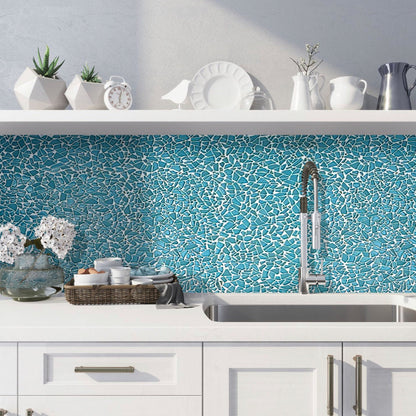 Sky Blue 11x11 Glossy Matte Multi-shaped Glass Mosaic Tile (5 pack, 4.36 sq ft/case)