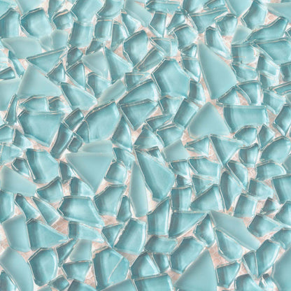 Sky Blue 11x11 Glossy Matte Multi-shaped Glass Mosaic Tile (5 pack, 4.36 sq ft/case) - Sample