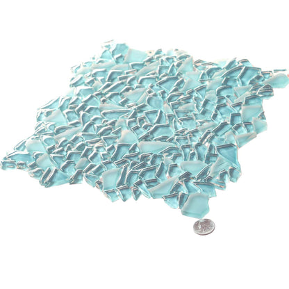 Sky Blue 11x11 Glossy Matte Multi-shaped Glass Mosaic Tile (5 pack, 4.36 sq ft/case)