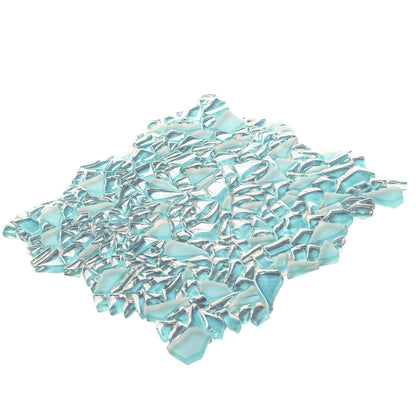 Sky Blue 11x11 Glossy Matte Multi-shaped Glass Mosaic Tile (5 pack, 4.36 sq ft/case)