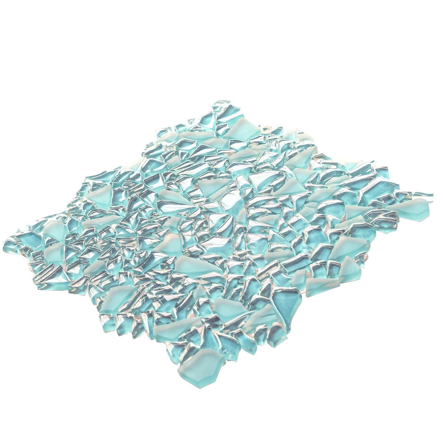 Sky Blue 11x11 Glossy Matte Multi-shaped Glass Mosaic Tile (5 pack, 4.36 sq ft/case) - Sample