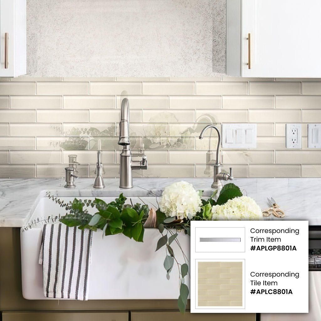 Chiffon White 12x12 Glossy Brick Glass Mosaic Tile (5 pack, 4.83 sq ft/case)
