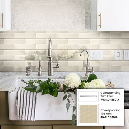 Chiffon White 12x12 Glossy Brick Glass Mosaic Tile (5 pack, 4.83 sq ft/case) - Sample