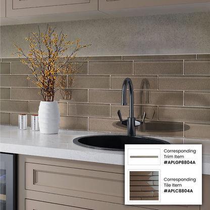 Cedar Brown 0.5x12 Glossy Glass Pencil Tile Trim (10 pack, 0.5 sq ft/case)