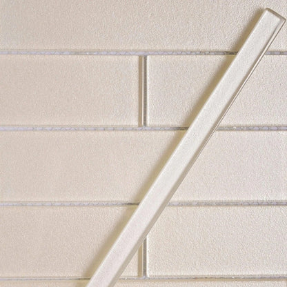 Snow White 0.5x12 Glossy Glass Pencil Tile Trim (10 pack, 0.5 sq ft/case) - Sample