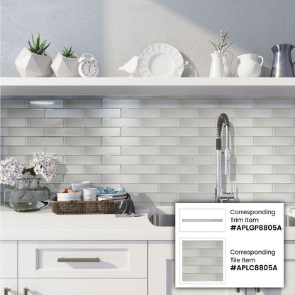 Powder White 12x12 Glossy Brick Glass Mosaic Tile (5 pack, 4.83 sq ft/case)