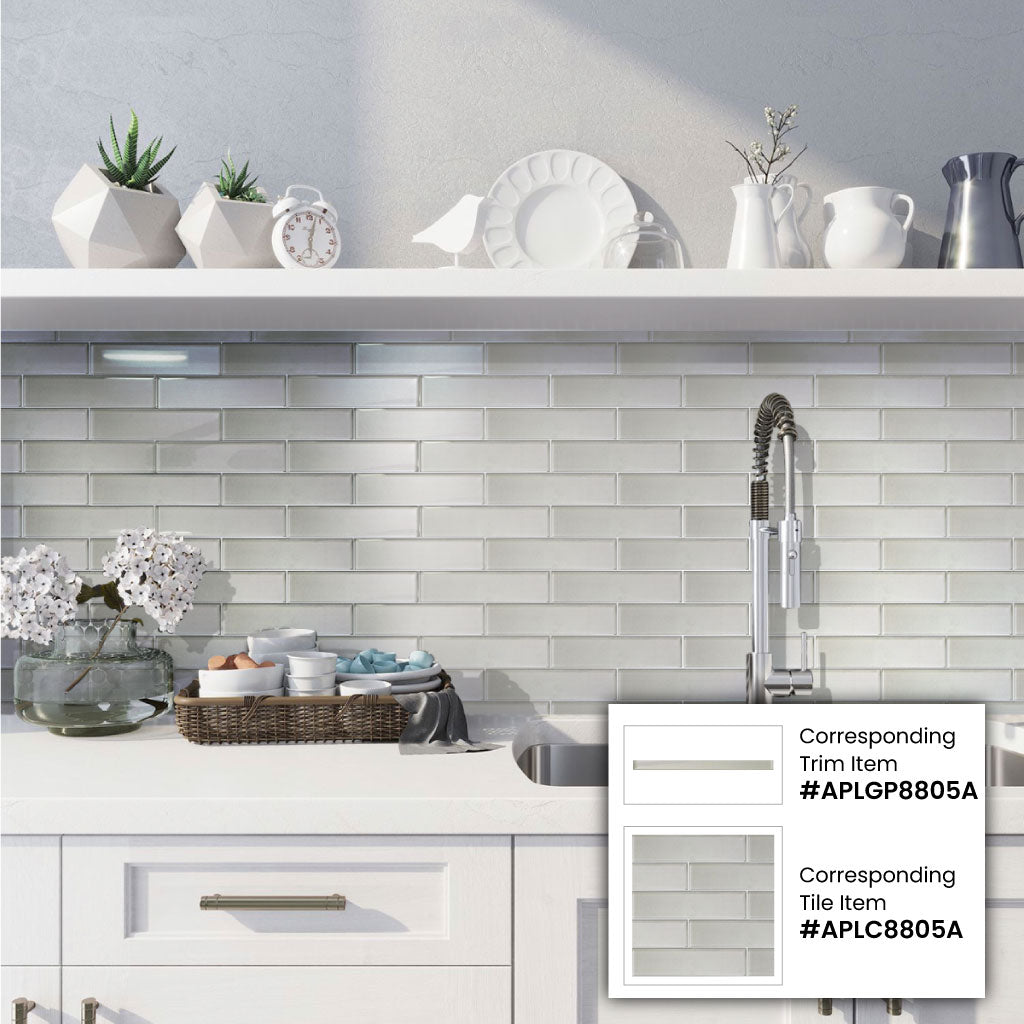 Snow White 0.5x12 Glossy Glass Pencil Tile Trim (10 pack, 0.5 sq ft/case)
