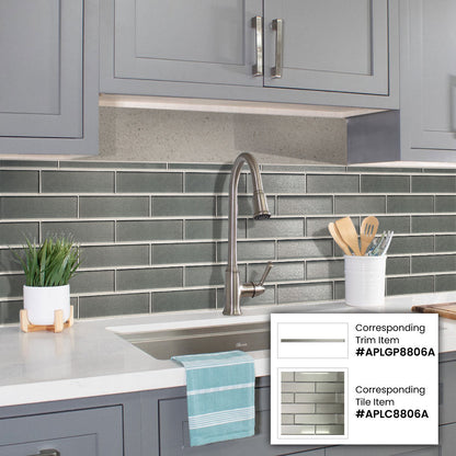 Stone Gray 0.5x12 Glossy Glass Pencil Tile Trim (10 pack, 0.5 sq ft/case)