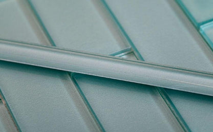 Tiffany Blue 0.6x12 Glossy Glass Pencil Tile Trim (10 pack, 0.5 sq ft/case)
