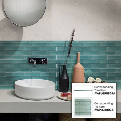 Ocean Blue 12x12 Glossy Brick Glass Mosaic Tile (5 pack, 4.83 sq ft/case) - Sample