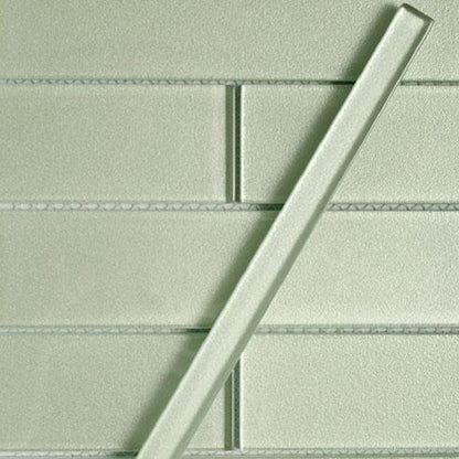 Light Green 0.5x12 Glossy Glass Pencil Tile Trim (10 pack, 0.5 sq ft/case) - Sample