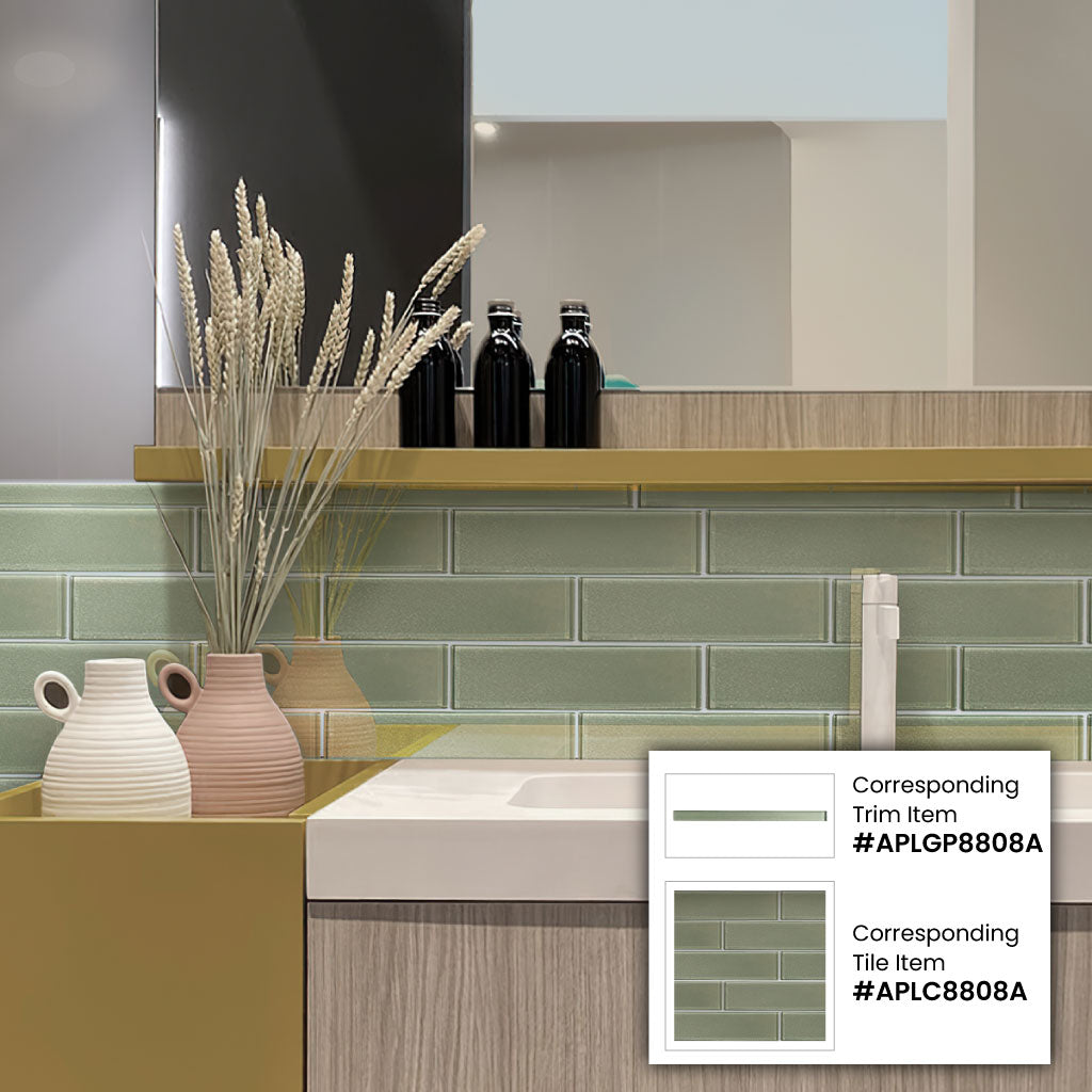 Light Sea Green 12x12 Glossy Brick Glass Mosaic Tile (5 pack, 4.83 sq ft/case)