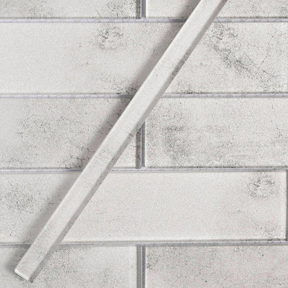 Gray 0.5x12 Glossy Glass Pencil Tile Trim (10 pack, 0.5 sq ft/case) - Sample