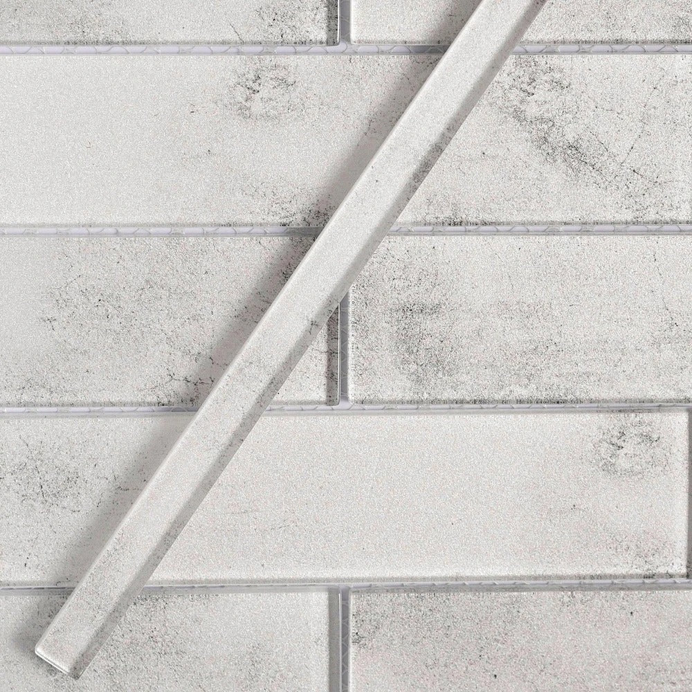 Gray 0.5x12 Glossy Glass Pencil Tile Trim (10 pack, 0.5 sq ft/case)
