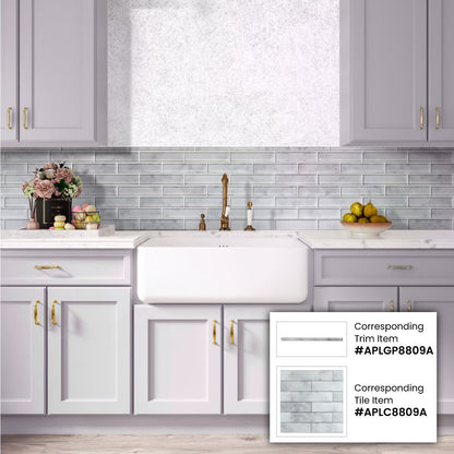 Light Gray 12x12 Brick Glossy Glass Mosaic Tile (5 pack, 4.83 sq ft/case)