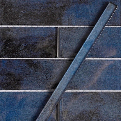 Spruce Blue 0.5x12 Glass Glossy Pencil Tile Trim (10 pack, 0.5 sq ft/case)