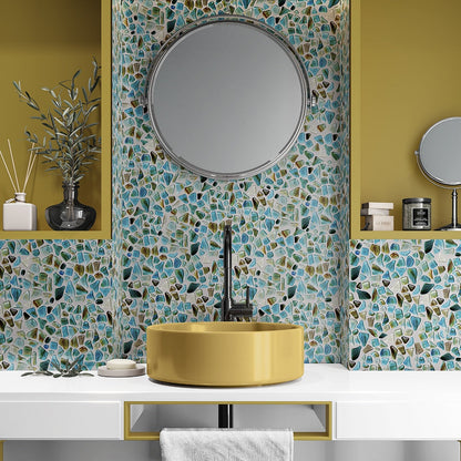 Aquamarine Glossy Gloss Glass Mosaic