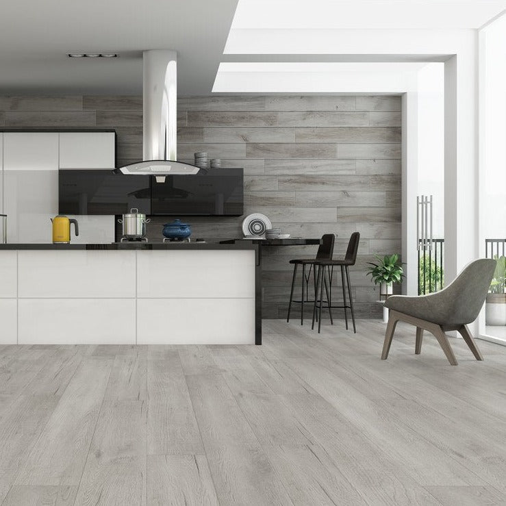 Galeta SPC Embossed 7"x60" Vinyl Flooring 8mm - Triste Silver